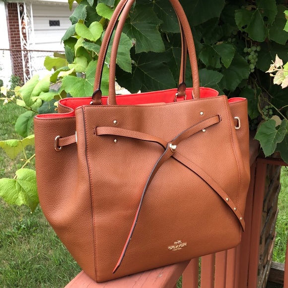 Coach Handbags - COACH 35160 LARGE PEBBLE LEATHER TURNLOCK TIE TOTE